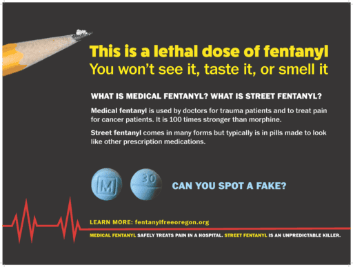 Fentanyl Info Signs 24x18in Spot Fake